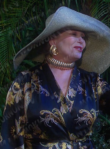 Bonnie’s black paisley wrap blouse on Days of our Lives