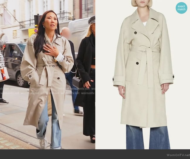 Bottega Veneta Double-Breasted Belted Trench Coat worn by Katie Ginella on The Real Housewives of Orange County