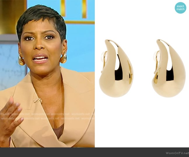 Bottega Veneta Gold-plated earrings worn by Tamron Hall on Tamron Hall Show