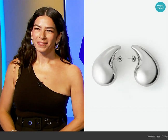 Bottega Veneta Large Drop Earrings in Argento worn by Rebecca Minkoff on E! News