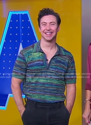 Brian Jordan's green space dye polo on Good Morning America