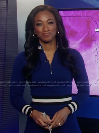 Brittany's blue contrast stripe dress on Good Morning America