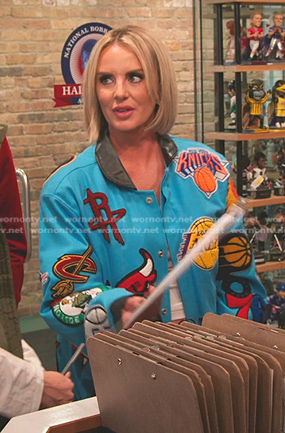 Whitney’s blue NBC team patch jacket on The Real Housewives of Salt Lake City