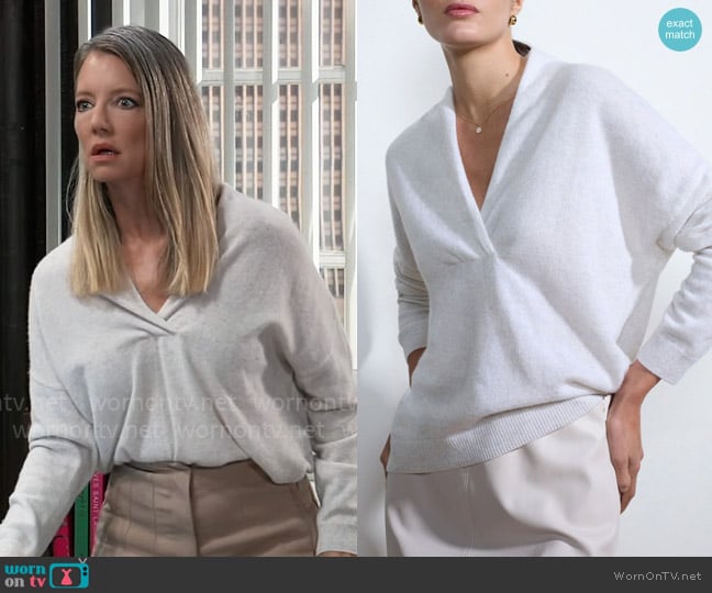 Brochu Walker The Siena Wrap Neck Pullover worn by Nina Reeves (Cynthia Watros) on General Hospital