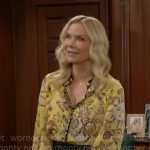 Brooke’s yellow sun print blouse on The Bold and the Beautiful