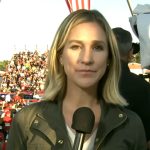 Caitlin Huey-Burns’s green utility jacket on CBS Evening News