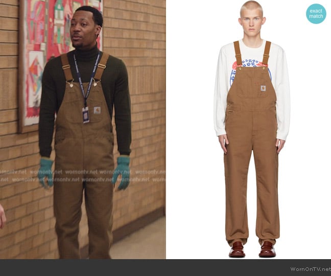 Carhartt  Brown Bib Overalls worn by Gregory Eddie (Tyler James Williams) on Abbott Elementary