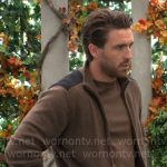 Chance’s brown zip up cardigan on The Young and the Restless