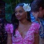 Chane’s pink floral v-neck mini dress on Days of our Lives