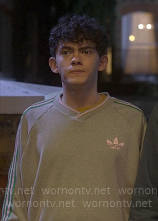 Charlie's green and pink Adidas sweatshirt on Heartstopper