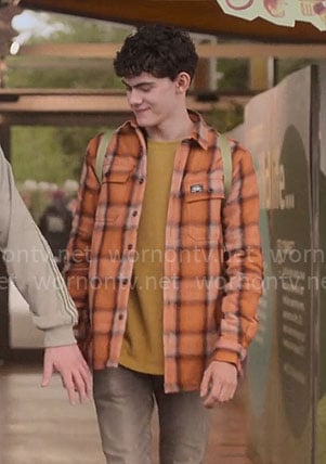 Charlie’s orange plaid shirt jacket on Heartstopper