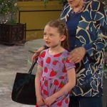 Charlotte’s purple strawberry print dress on Days of our Lives