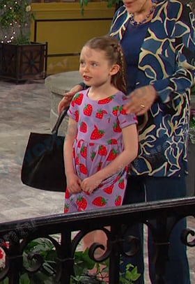 Charlotte’s purple strawberry print dress on Days of our Lives