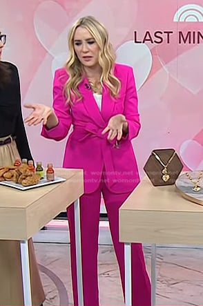 Chassie's pink tie waist blazer and pants on Today