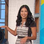 Chi-Lan’s black and white printed dress on The Talk