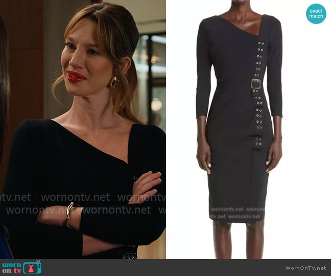 Chiara Boni La Petite Cibeles Three Quarter Sleeve Sheath Dress worn by Shae Banfield (Yael Grobglas) on Matlock