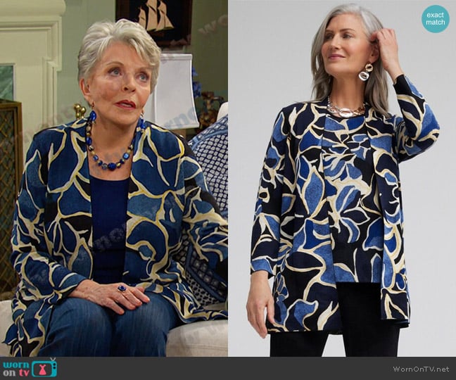 Chico's Travelers Collection Floral Cardigan worn by Julie Olson Williams (Susan Seaforth Hayes) on Days of our Lives