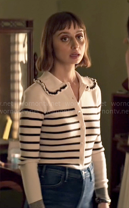 Chrissy's striped sweater with ruffle trim collar on Superman and Lois