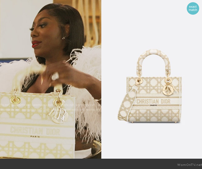 Christian Dior Lady D-Lite Embroidered Bag worn by Wendy Osefo on The Real Housewives of Potomac