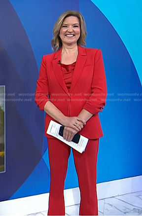 Christine’s red cami and suit on Today