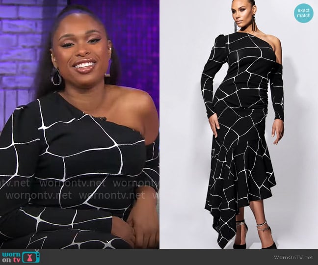 Christian Siriano Asymmetrical Ruffle Hem Dress worn by Jennifer Hudson on CBS Mornings