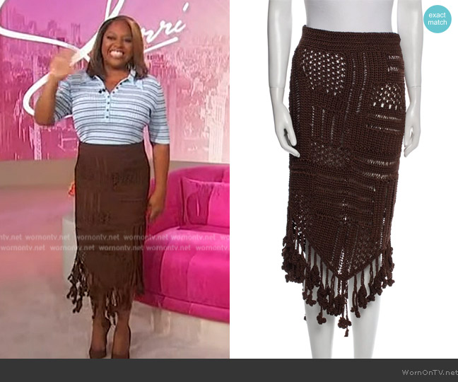 Christopher Esber Fringe Trim Accent Midi Length Skirt worn by Sherri Shepherd on Sherri