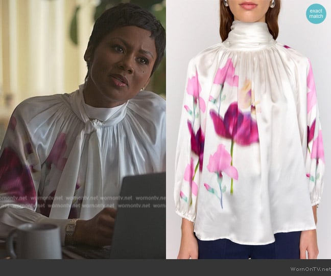 Christy Lynn Beatrice Blouse - Placed Wild Tulip worn by Jax Stewart (Emayatzy Corinealdi) on Reasonable Doubt