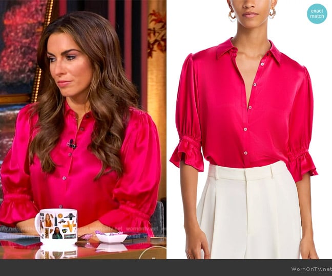 Cinq a Sept Fiona Silk Satin Short-Sleeve Top worn by Alyssa Farah Griffin on The View