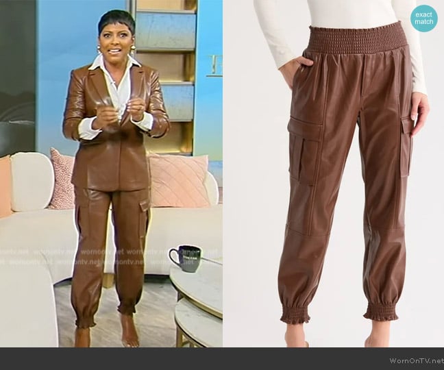 Cinq a Sept Jenning Lite Faux Leather Cargo Pants worn by Tamron Hall on Tamron Hall Show