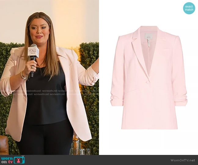 Cinq a Sept Khloe Crepe Ruched Blazer in Icy Pink worn by Jamie Kern Lima on Today