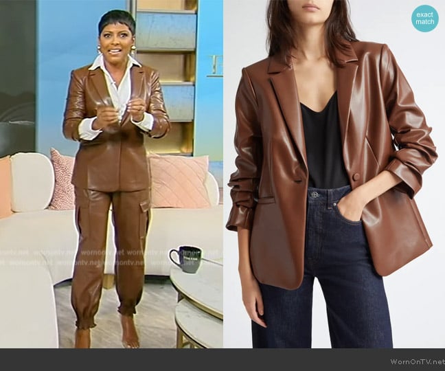 Cinq a Sept Kylie Faux Leather Jacket worn by Tamron Hall on Tamron Hall Show