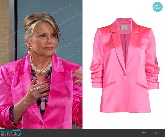 Bonnie’s pink satin blazer on Days of our Lives