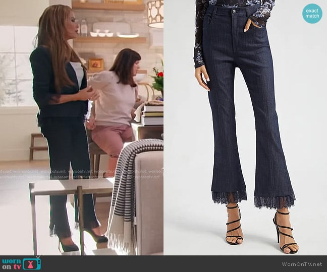 Cinq a Sept Maisie Lace Hem Denim Pants worn by Britani Bateman on The Real Housewives of Salt Lake City