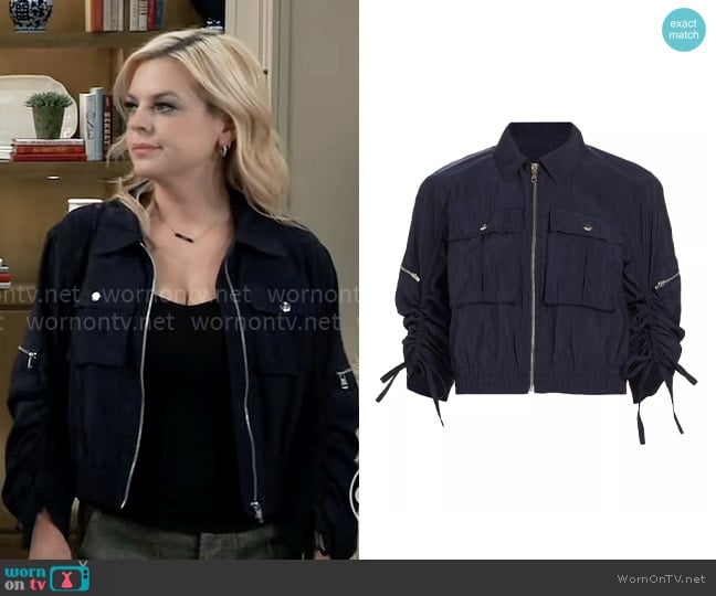 Cinq a Sept Genevive Utility Jacket worn by Maxie Jones (Kirsten Storms) on General Hospital