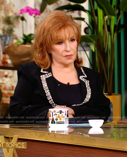 Joy's black beaded trim blazer on The View