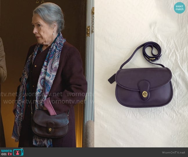 Coach Vintage Prairie Bag in Purple worn by Madeline Matlock (Kathy Bates) on Matlock