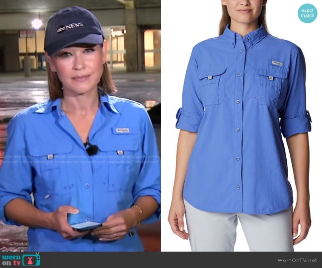 Columbia PFG Bahama Sportswoman's Shirt worn by Eva Pilgrim on Good Morning America