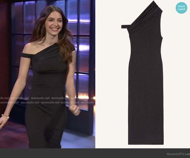 Courreges Houndstooth Midi Twist Dress worn by Ella Hunt on The Kelly Clarkson Show