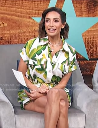 Courtney's leaf print romper on Access Hollywood