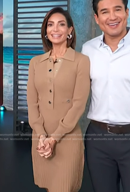 Courtney’s beige ribbed polo dress on Access Hollywood