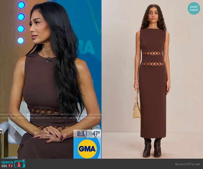 Cult Gaia River Midi Dress in Java worn by Nicole Scherzinger on Good Morning America