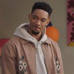 Damon’s brown floral embroidered jacket on All American Homecoming