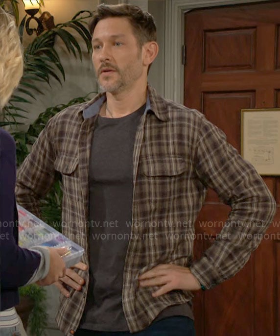 Daniel's brown plaid shirt on The Young and the Restless