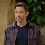 Daniel’s navy plaid shirt on The Young and the Restless