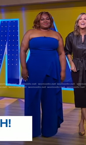 Da'Vine Joy Randolph's blue strapless ruffle jumpsuit on Good Morning America