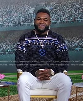 Big Papi’s black print sweater on Good Morning America