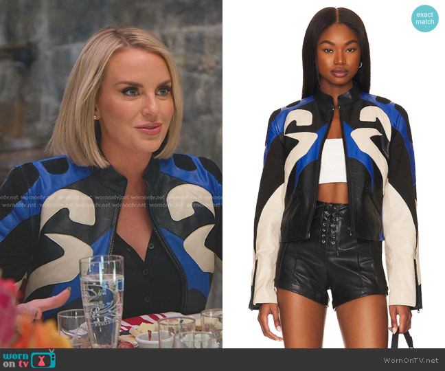 Deadwood Enduro Jacket in Black, White, & Blue worn by Whitney Rose on The Real Housewives of Salt Lake City