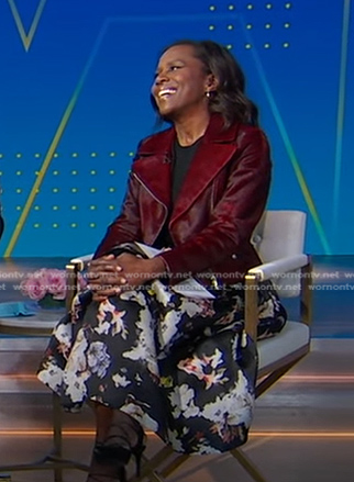 Deborah’s black floral midi skirt on Good Morning America