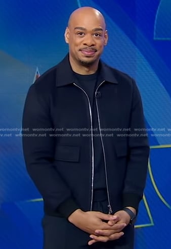 DeMarco Morgan's navy zip jacket on Good Morning America