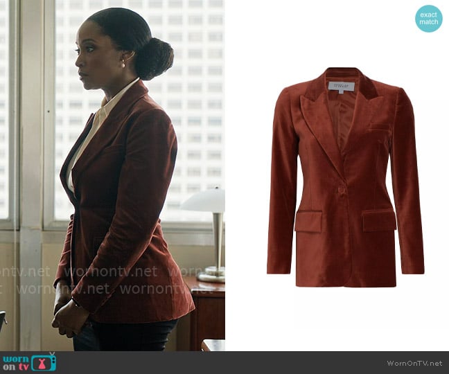 Derek Lam 10 Crosby Balton Velvet Jacket worn by Andrea Freemann (Yaya DaCosta) on The Lincoln Lawyer